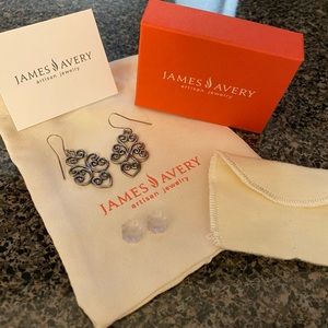 James Avery Jubilant Heart Dangle Earrings in Sterling Silver in EUC.